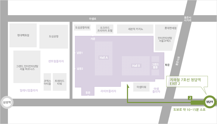 7호선 청담역으로 찾아오시는 길 지도